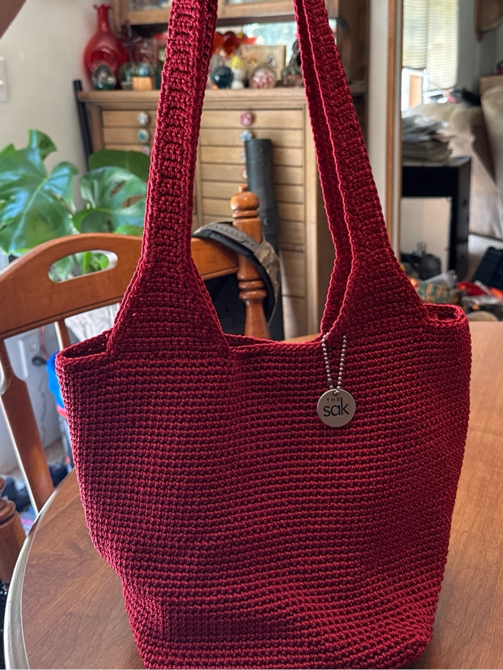 The Sak Red Crochet Shoulder Tote